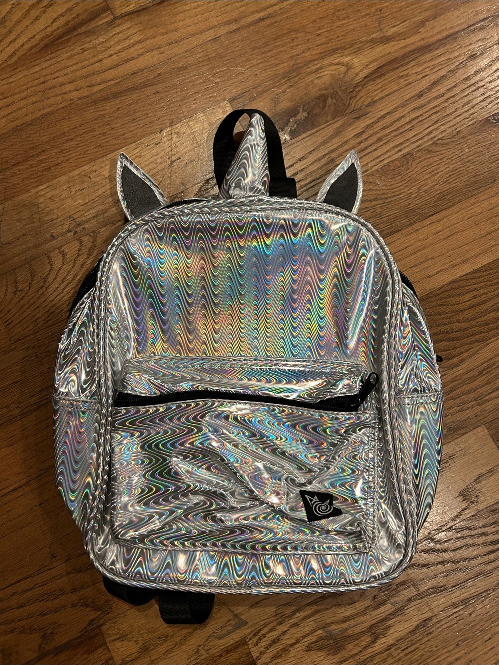 Holographic Unicorn Ear Mini Backpack - Iridescent Silver